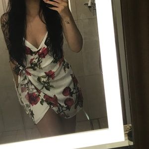 Misguided Rose Print Wrap Dress